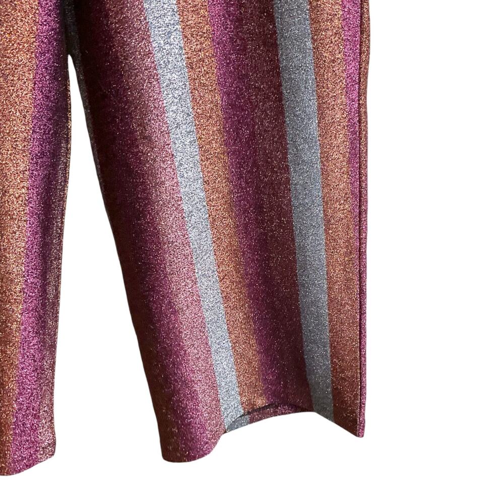 ASOS Metallic Stripe Wide Leg Pants Womens 6 Y2K Disco Glitter‎ Culotte Festival - Picture 8 of 13